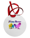 Happy Easter Peepers Circular Metal Ornament-Ornament-TooLoud-Davson Sales