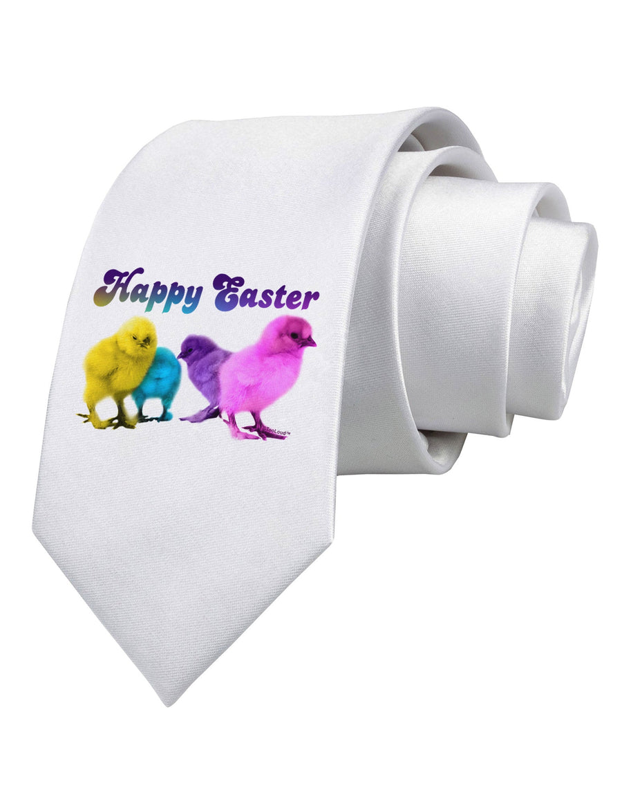 Happy Easter Peepers Printed White Necktie