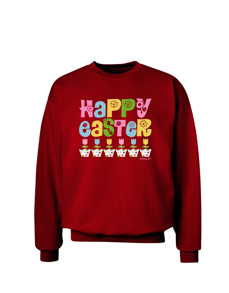 Happy Easter - Tulips Adult Dark Sweatshirt by TooLoud-Sweatshirts-TooLoud-Black-Small-Davson Sales