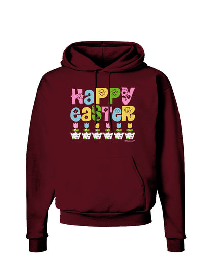 Happy Easter - Tulips Dark Hoodie Sweatshirt by TooLoud-Hoodie-TooLoud-Maroon-Small-Davson Sales