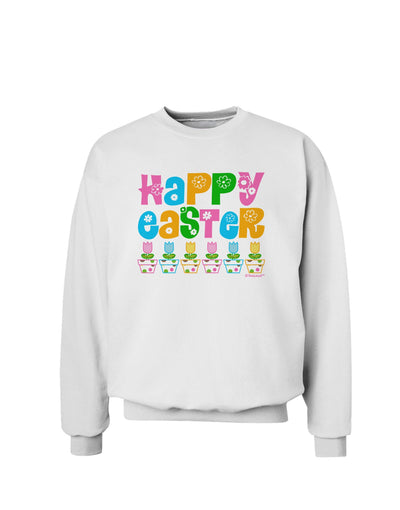 Happy Easter - Tulips Sweatshirt by TooLoud-Sweatshirts-TooLoud-White-Small-Davson Sales