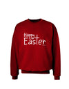 Happy Easter with Cross Adult Dark Sweatshirt by TooLoud-Sweatshirts-TooLoud-Deep-Red-Small-Davson Sales