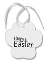 Happy Easter with Cross Paw Print Shaped Ornament by TooLoud-Ornament-TooLoud-White-Davson Sales