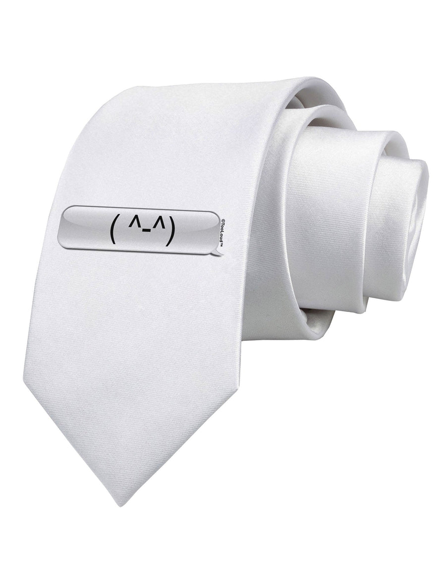 Happy FaceText Bubble Printed White Necktie