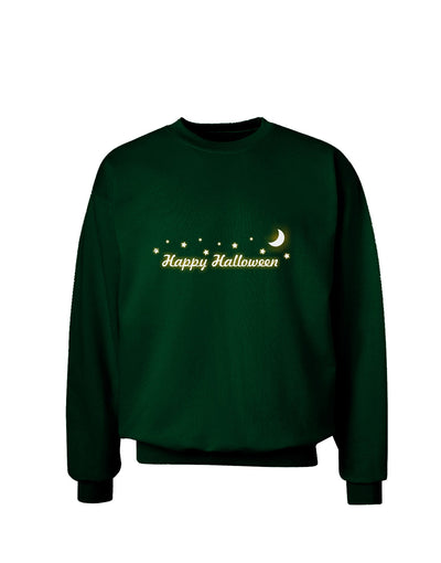 Happy Halloween Crescent Moon and Stars Adult Dark Sweatshirt-Sweatshirts-TooLoud-Deep-Forest-Green-Small-Davson Sales