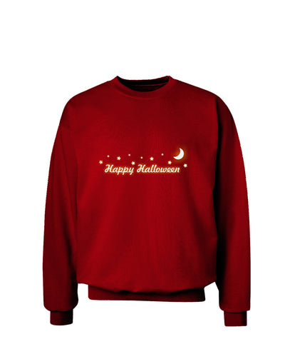 Happy Halloween Crescent Moon and Stars Adult Dark Sweatshirt-Sweatshirts-TooLoud-Deep-Red-Small-Davson Sales