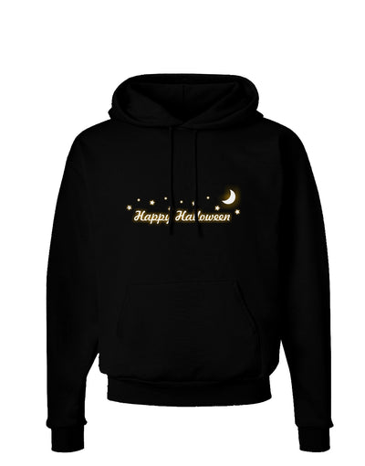 Happy Halloween Crescent Moon and Stars Dark Hoodie Sweatshirt-Hoodie-TooLoud-Black-Small-Davson Sales