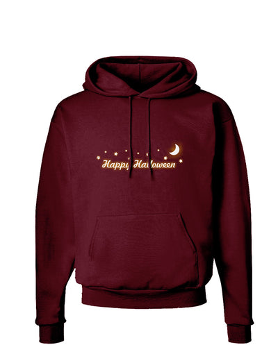 Happy Halloween Crescent Moon and Stars Dark Hoodie Sweatshirt-Hoodie-TooLoud-Maroon-Small-Davson Sales