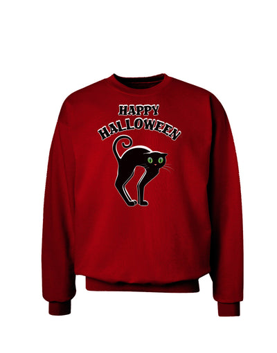 Happy Halloween Cute Black Cat Halloween Adult Dark Sweatshirt-Sweatshirts-TooLoud-Deep-Red-Small-Davson Sales
