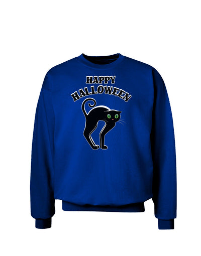 Happy Halloween Cute Black Cat Halloween Adult Dark Sweatshirt-Sweatshirts-TooLoud-Deep-Royal-Blue-Small-Davson Sales