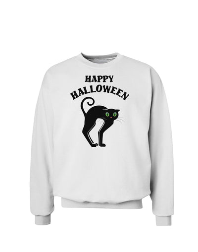 Happy Halloween Cute Black Cat Halloween Sweatshirt-Sweatshirts-TooLoud-White-Small-Davson Sales