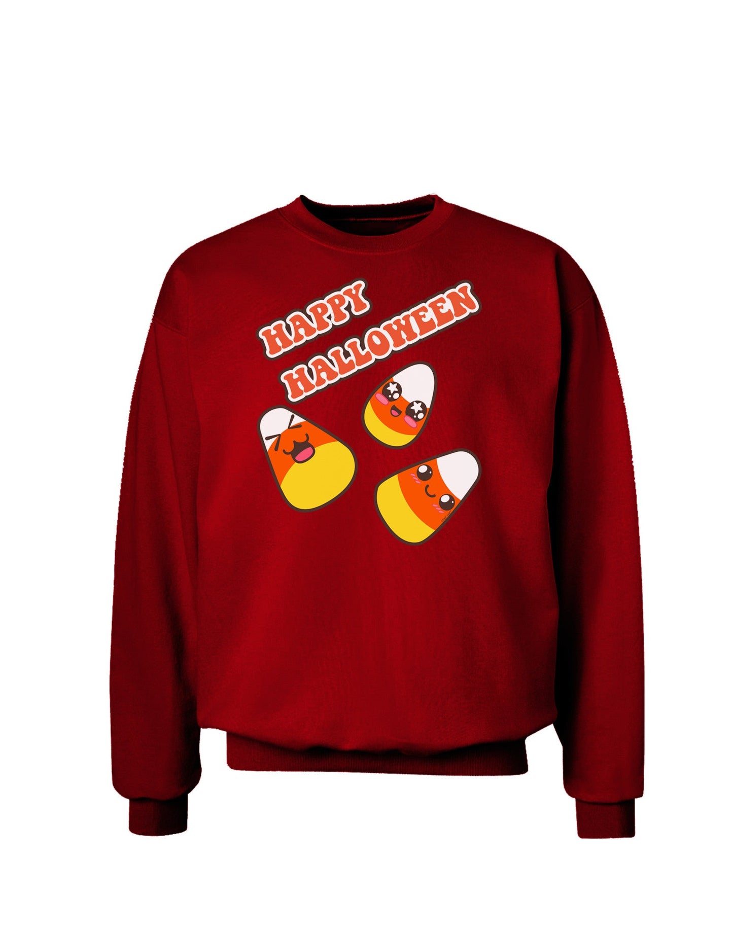 Happy Halloween Cute Candy Corn Adult Dark Sweatshirt-Sweatshirts-TooLoud-Deep-Red-Small-Davson Sales