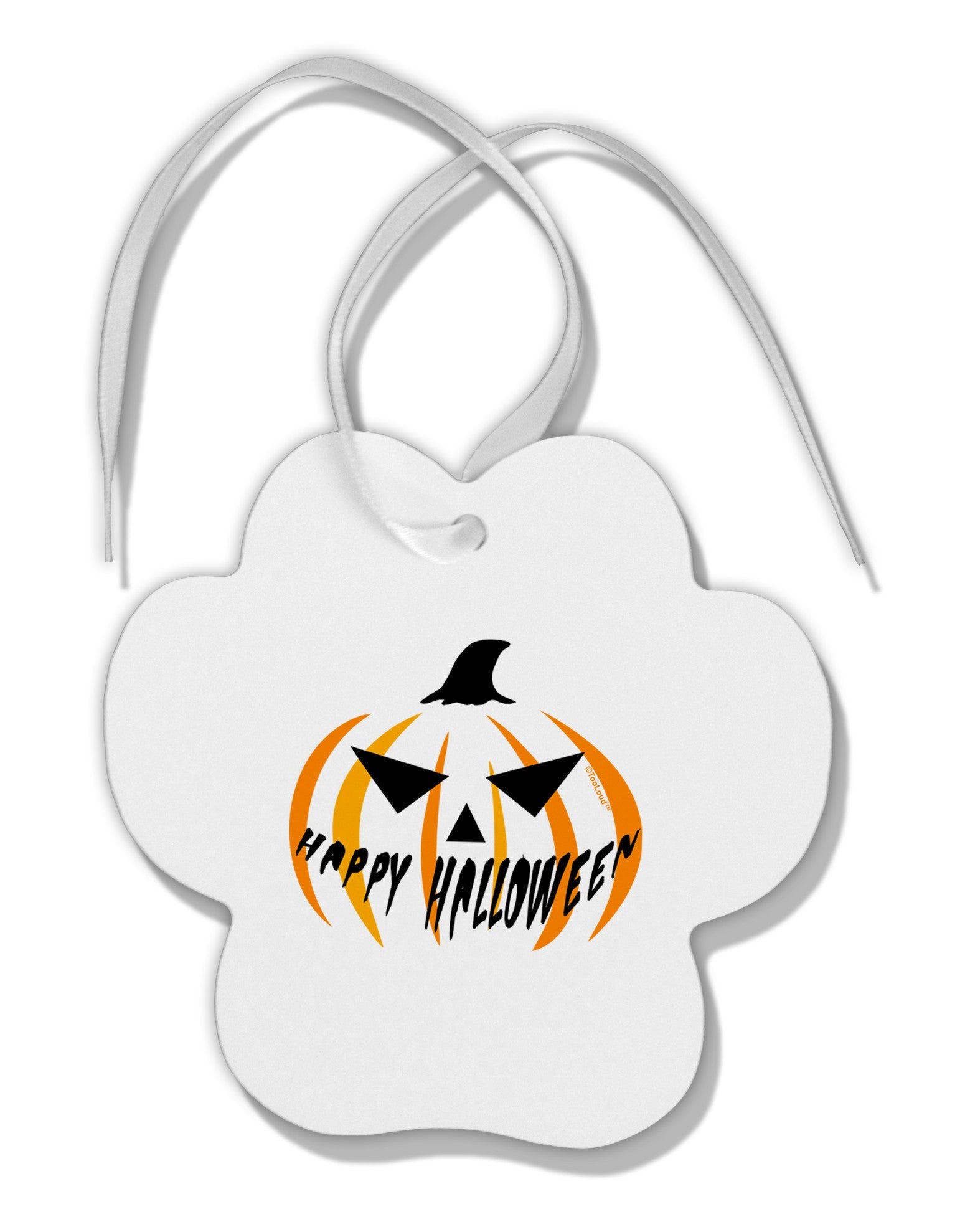 Happy Halloween Jack Paw Print Shaped Ornament-Ornament-TooLoud-White-Davson Sales