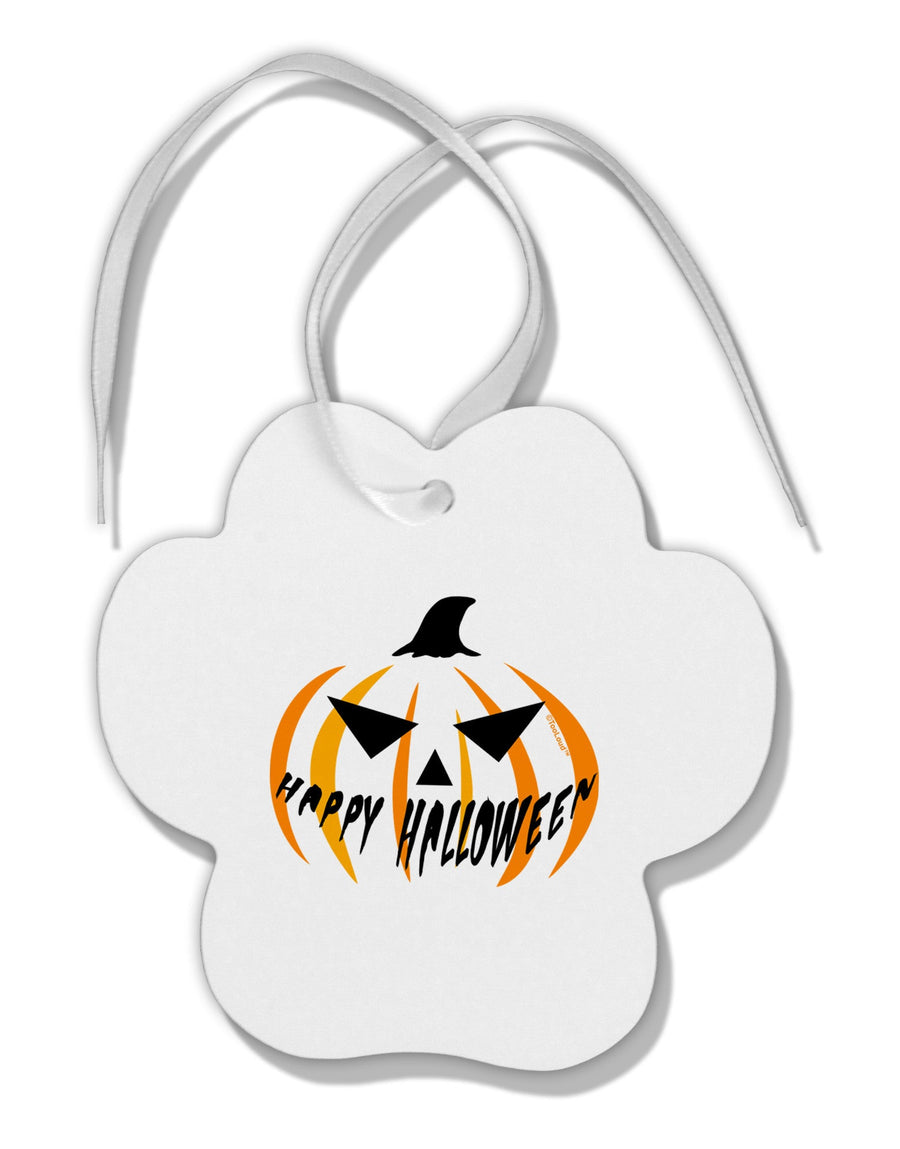 Happy Halloween Jack Paw Print Shaped Ornament-Ornament-TooLoud-White-Davson Sales