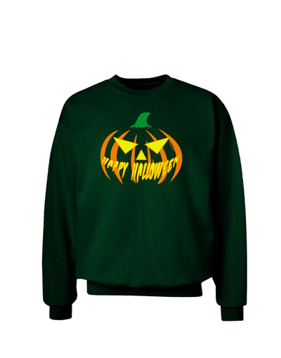 Happy Halloween Jack Yellow Adult Dark Sweatshirt-Sweatshirts-TooLoud-Deep-Forest-Green-Small-Davson Sales