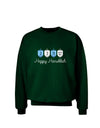 Happy Hanukkah Blue Dreidels Adult Dark Sweatshirt-Sweatshirts-TooLoud-Deep-Forest-Green-Small-Davson Sales