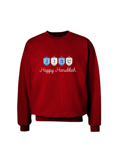 Happy Hanukkah Blue Dreidels Adult Dark Sweatshirt-Sweatshirts-TooLoud-Deep-Red-Small-Davson Sales