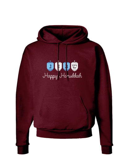 Happy Hanukkah Blue Dreidels Dark Hoodie Sweatshirt-Hoodie-TooLoud-Maroon-Small-Davson Sales