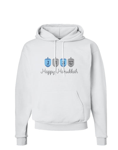 Happy Hanukkah Blue Dreidels Hoodie Sweatshirt-Hoodie-TooLoud-White-Small-Davson Sales