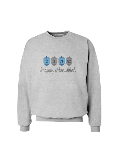 Happy Hanukkah Blue Dreidels Sweatshirt-Sweatshirts-TooLoud-AshGray-Small-Davson Sales