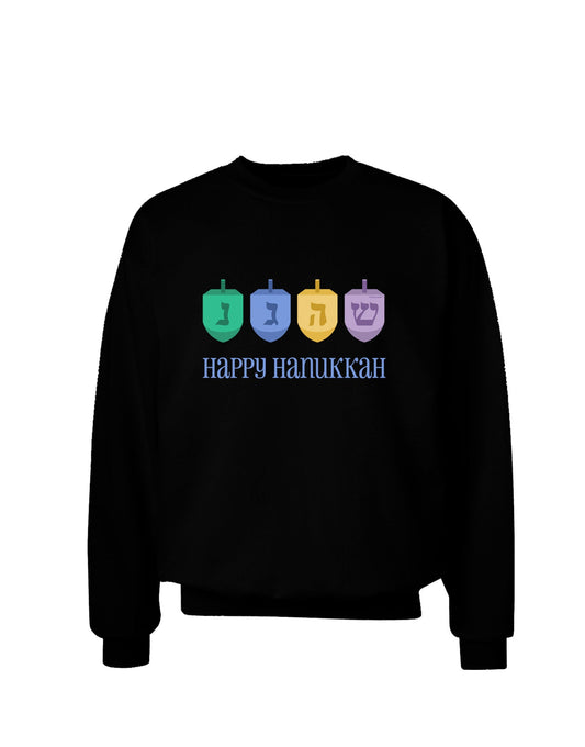 Happy Hanukkah Dreidels Adult Dark Sweatshirt-Sweatshirts-TooLoud-Black-Small-Davson Sales
