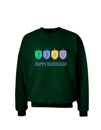Happy Hanukkah Dreidels Adult Dark Sweatshirt-Sweatshirts-TooLoud-Deep-Forest-Green-Small-Davson Sales