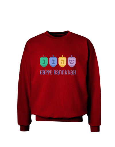 Happy Hanukkah Dreidels Adult Dark Sweatshirt-Sweatshirts-TooLoud-Deep-Red-Small-Davson Sales