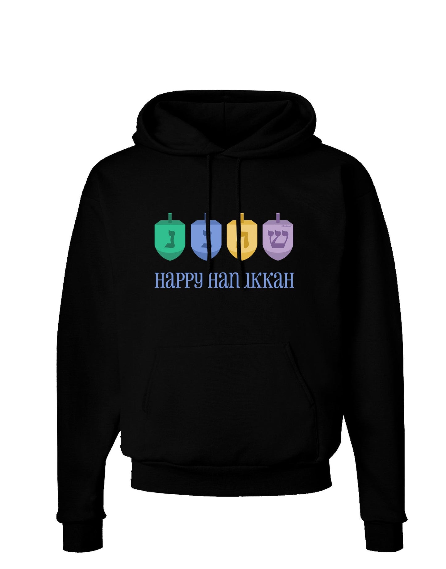 Happy Hanukkah Dreidels Dark Hoodie Sweatshirt-Hoodie-TooLoud-Black-Small-Davson Sales