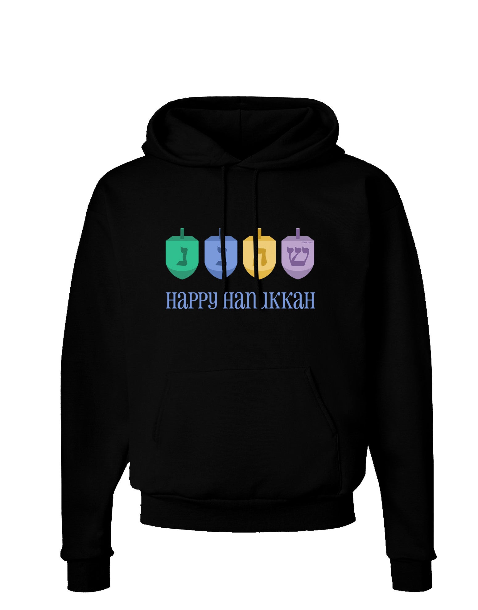 Happy Hanukkah Dreidels Dark Hoodie Sweatshirt-Hoodie-TooLoud-Black-Small-Davson Sales