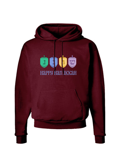 Happy Hanukkah Dreidels Dark Hoodie Sweatshirt-Hoodie-TooLoud-Maroon-Small-Davson Sales