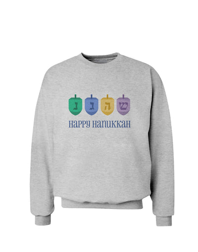 Happy Hanukkah Dreidels Sweatshirt-Sweatshirts-TooLoud-AshGray-Small-Davson Sales