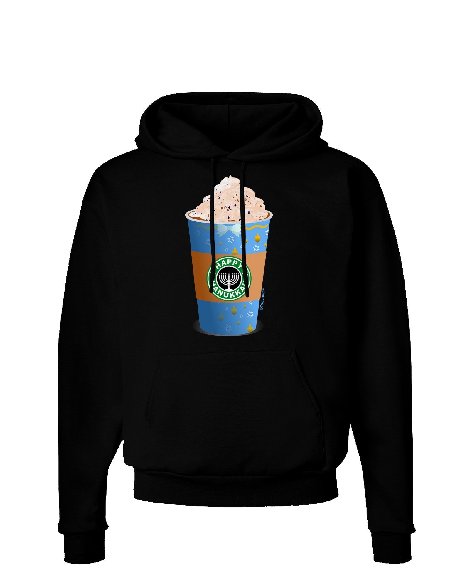 Happy Hanukkah Latte Cup Dark Hoodie Sweatshirt-Hoodie-TooLoud-Black-Small-Davson Sales