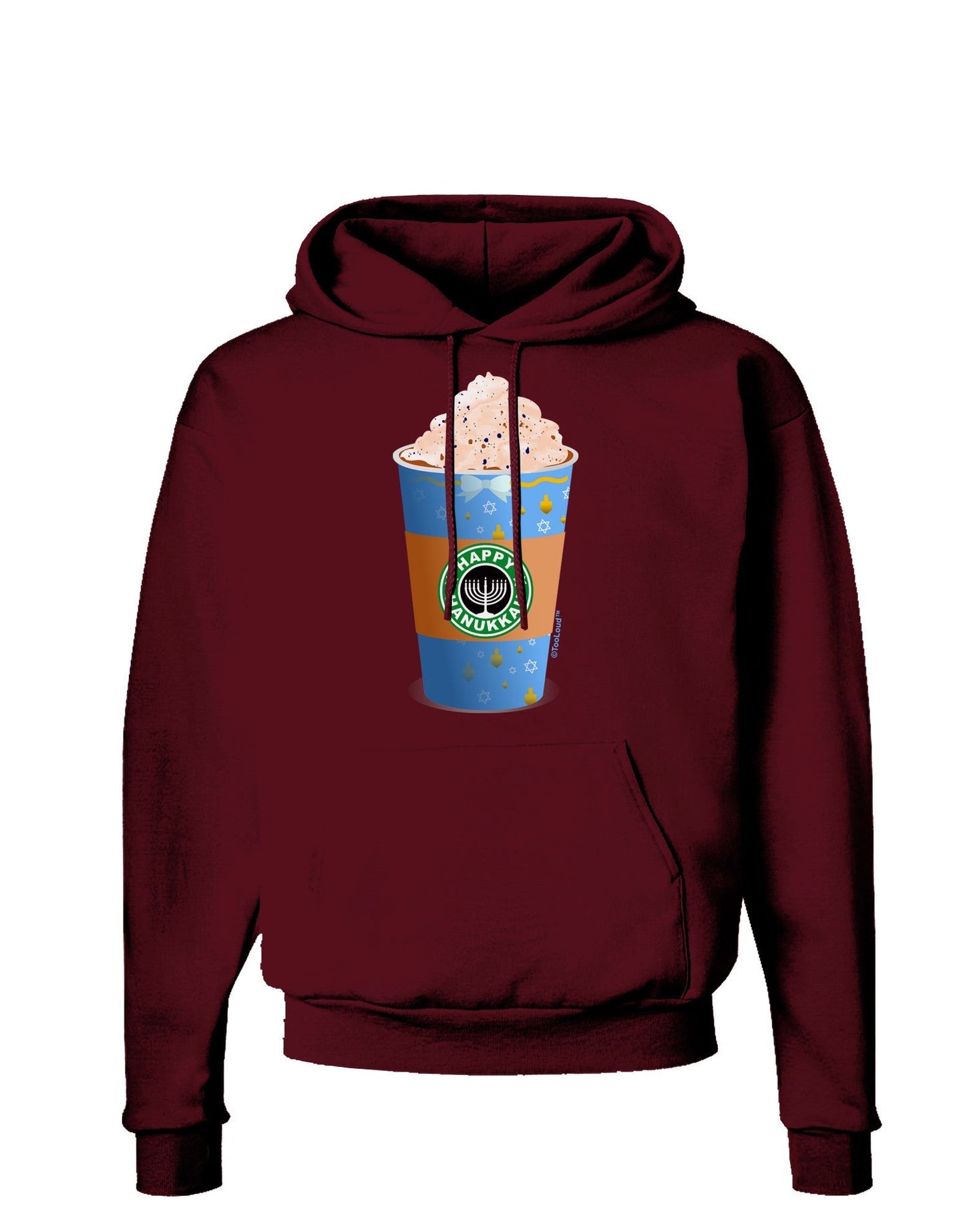 Happy Hanukkah Latte Cup Dark Hoodie Sweatshirt-Hoodie-TooLoud-Maroon-Small-Davson Sales