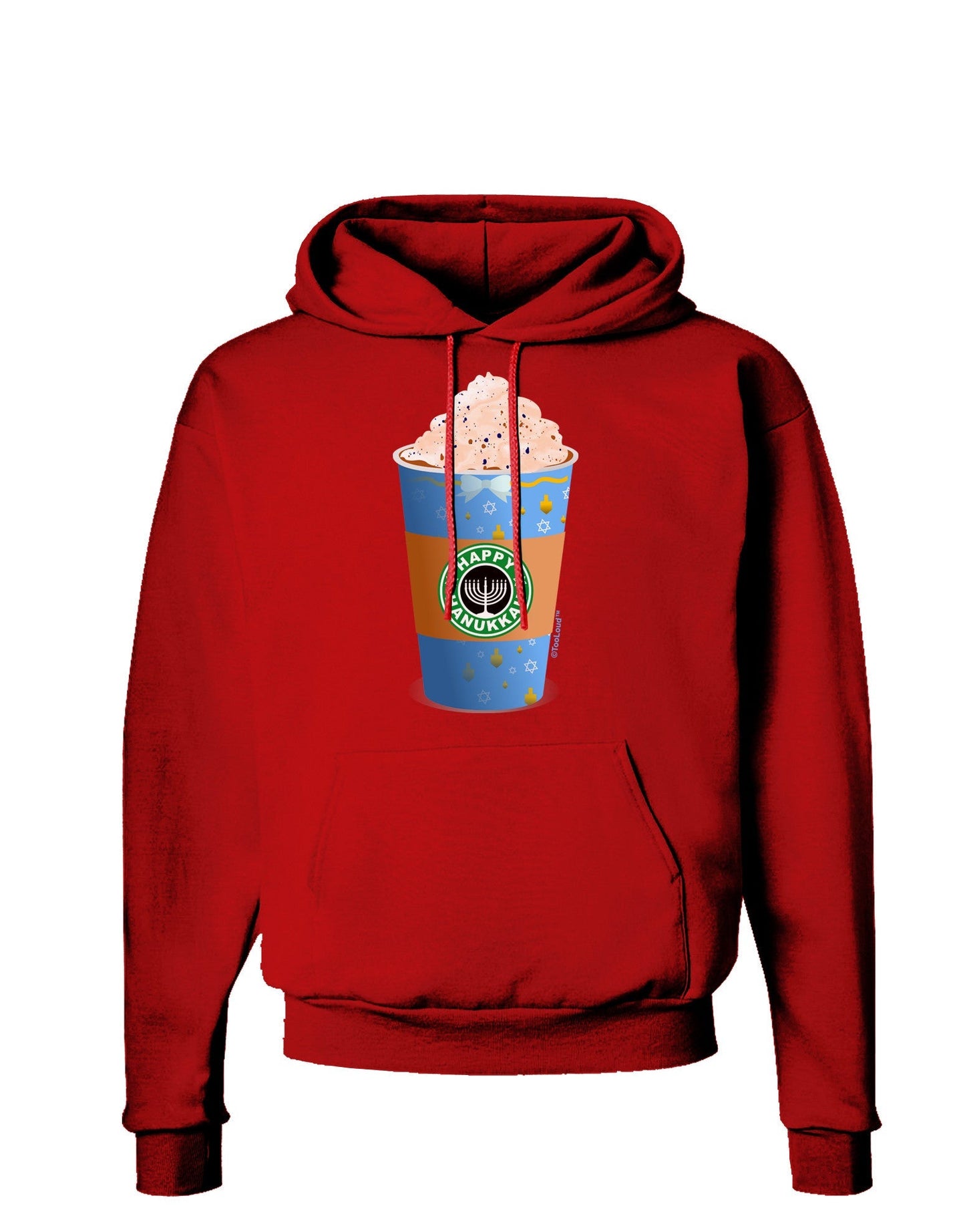Happy Hanukkah Latte Cup Dark Hoodie Sweatshirt-Hoodie-TooLoud-Red-Small-Davson Sales