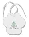 Happy Holidays Sparkles Paw Print Shaped Ornament-Ornament-TooLoud-White-Davson Sales