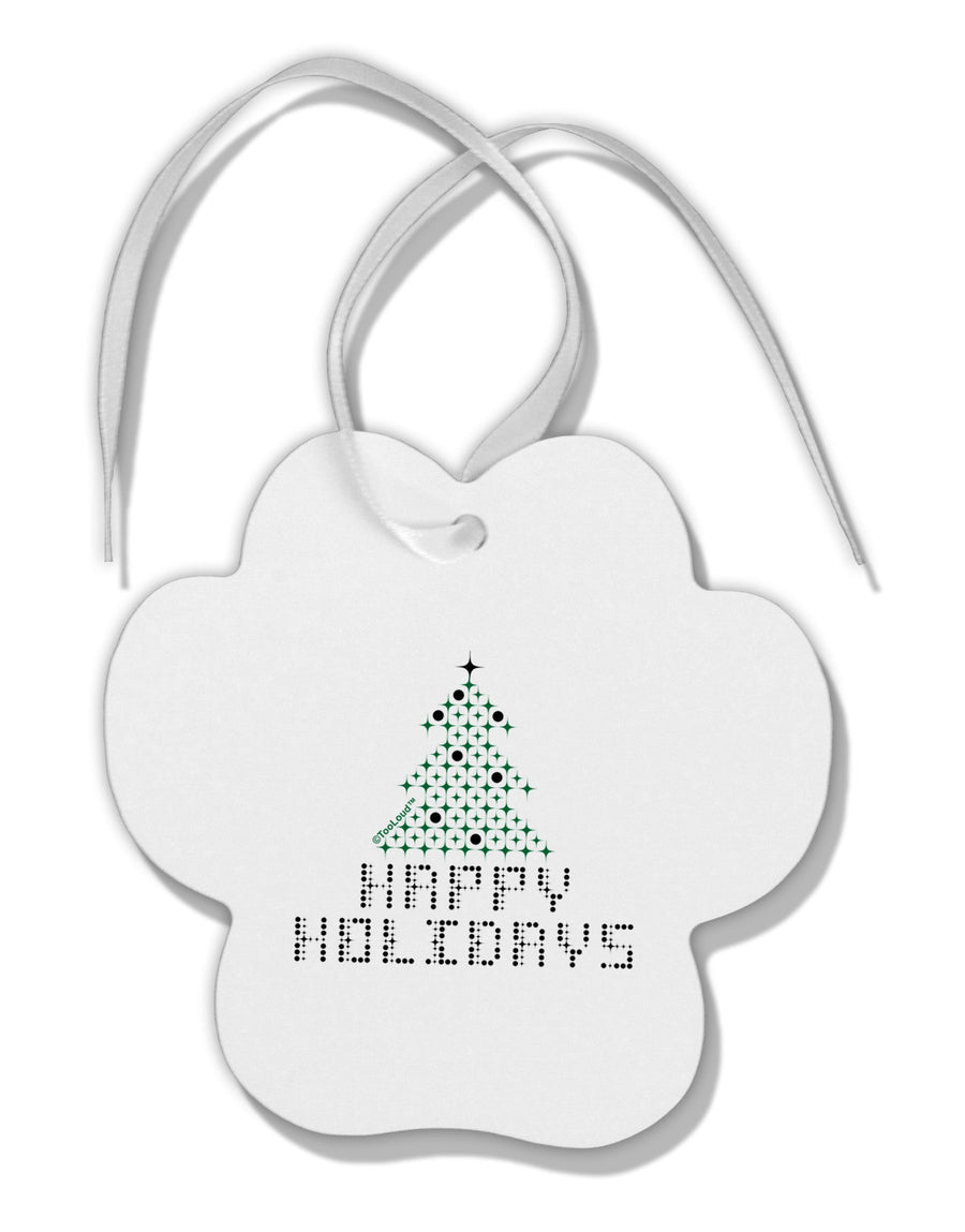 Happy Holidays Sparkles Paw Print Shaped Ornament-Ornament-TooLoud-White-Davson Sales