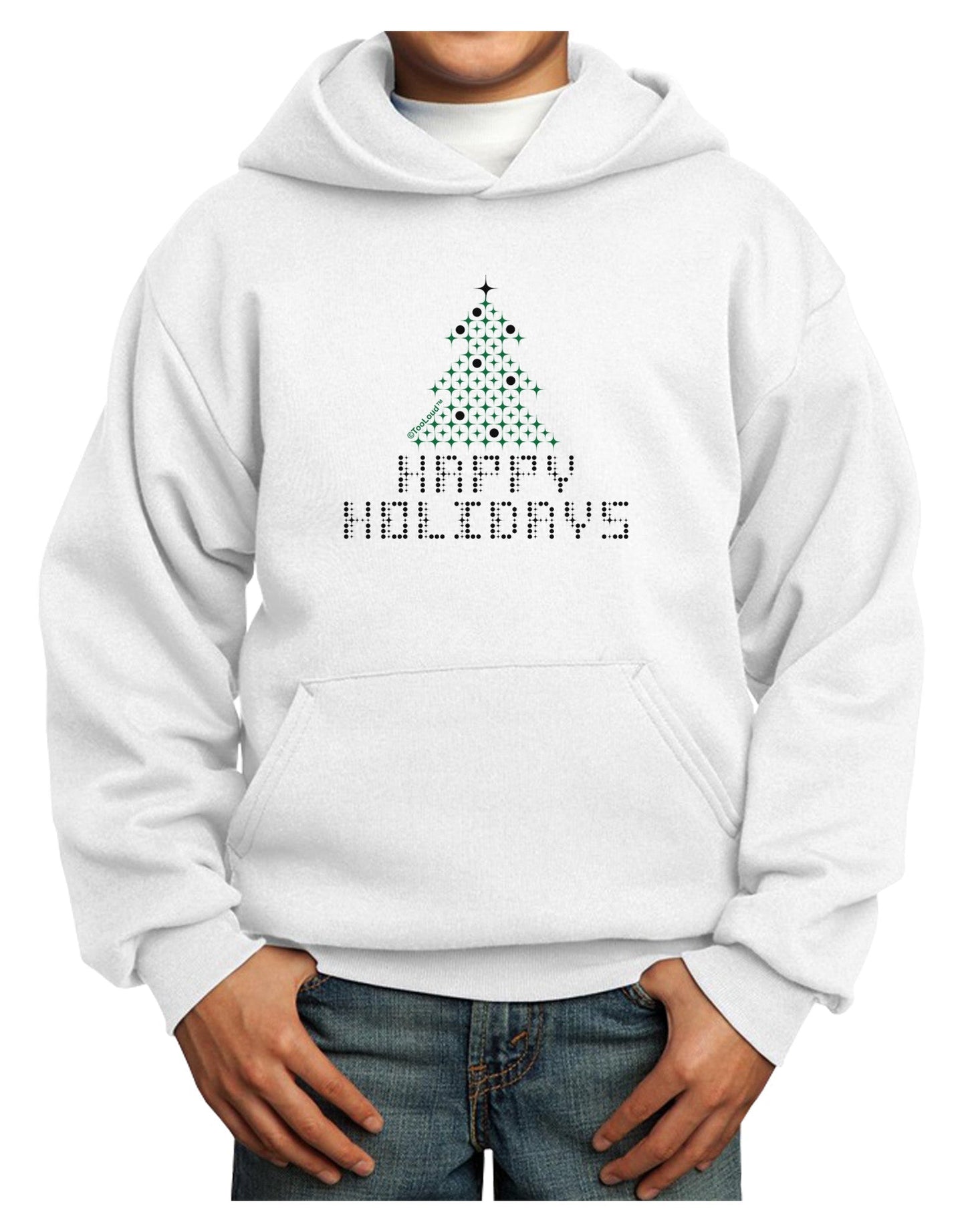 Happy Holidays Sparkles Youth Hoodie Pullover Sweatshirt-Youth Hoodie-TooLoud-White-XS-Davson Sales