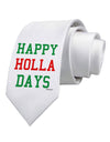 Happy Holla Days - Red and Green Printed White Necktie by TooLoud