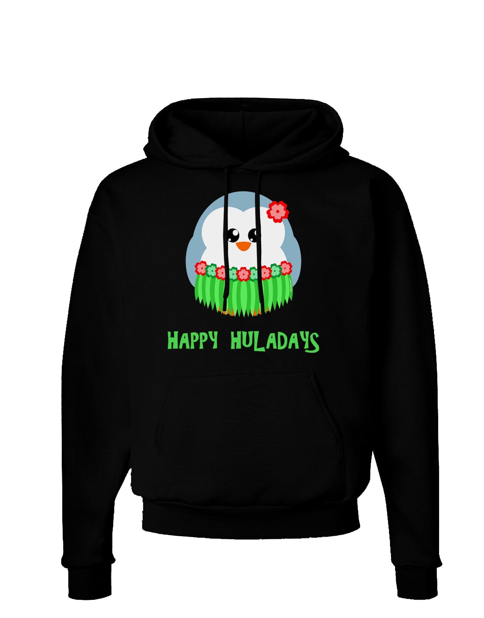 Happy Huladays Christmas Penguin - Red and Green Dark Hoodie Sweatshirt-Hoodie-TooLoud-Black-Small-Davson Sales