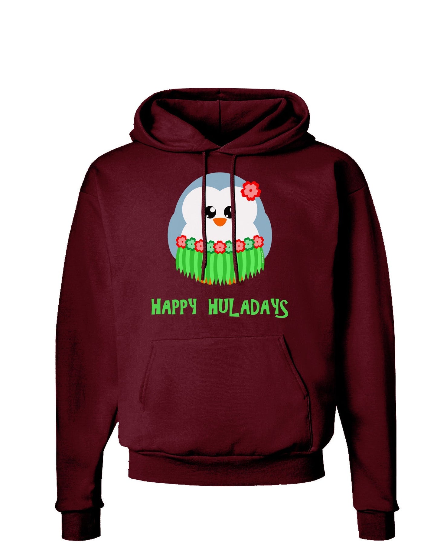 Happy Huladays Christmas Penguin - Red and Green Dark Hoodie Sweatshirt-Hoodie-TooLoud-Maroon-Small-Davson Sales