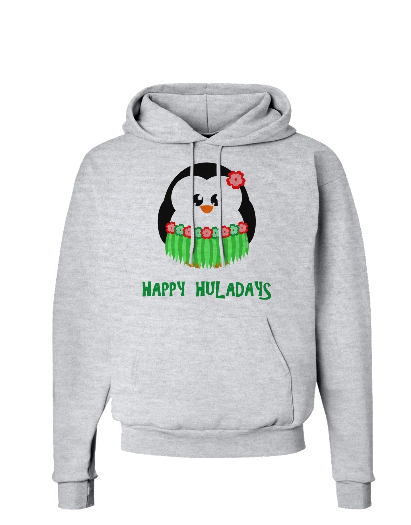 Happy Huladays Christmas Penguin - Red and Green Hoodie Sweatshirt-Hoodie-TooLoud-AshGray-Small-Davson Sales