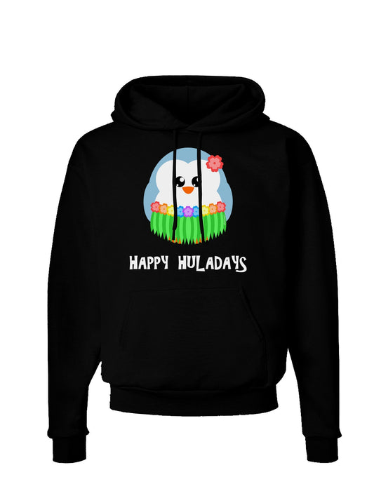 Happy Huladays Holiday Penguin - Christmas Dark Hoodie Sweatshirt-Hoodie-TooLoud-Black-Small-Davson Sales