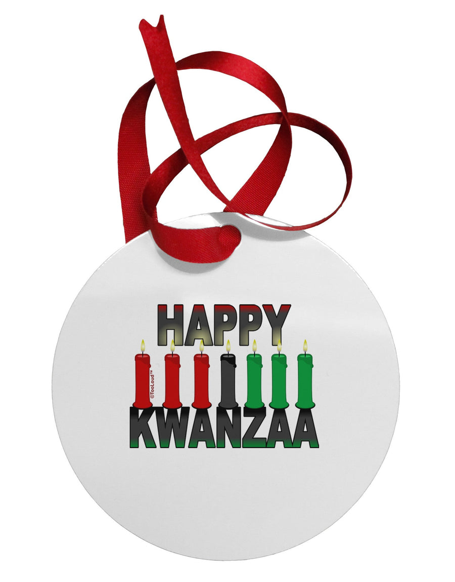 Happy Kwanzaa Candles Circular Metal Ornament-Ornament-TooLoud-White-Davson Sales