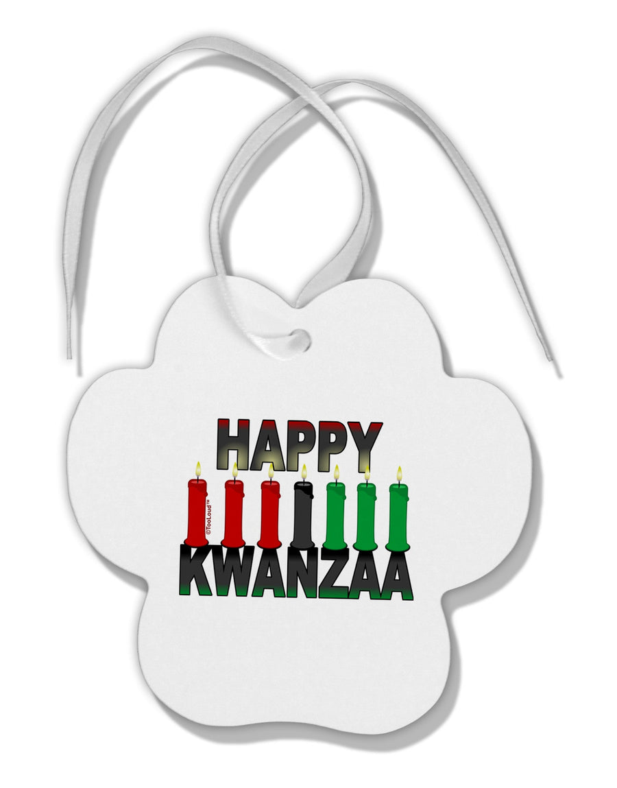 Happy Kwanzaa Candles Paw Print Shaped Ornament-Ornament-TooLoud-White-Davson Sales