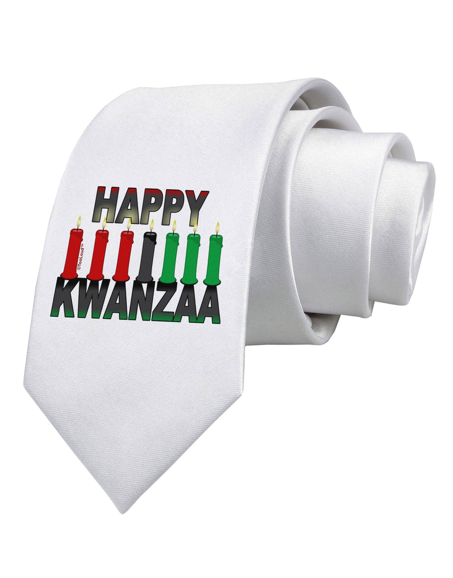 Happy Kwanzaa Candles Printed White Necktie