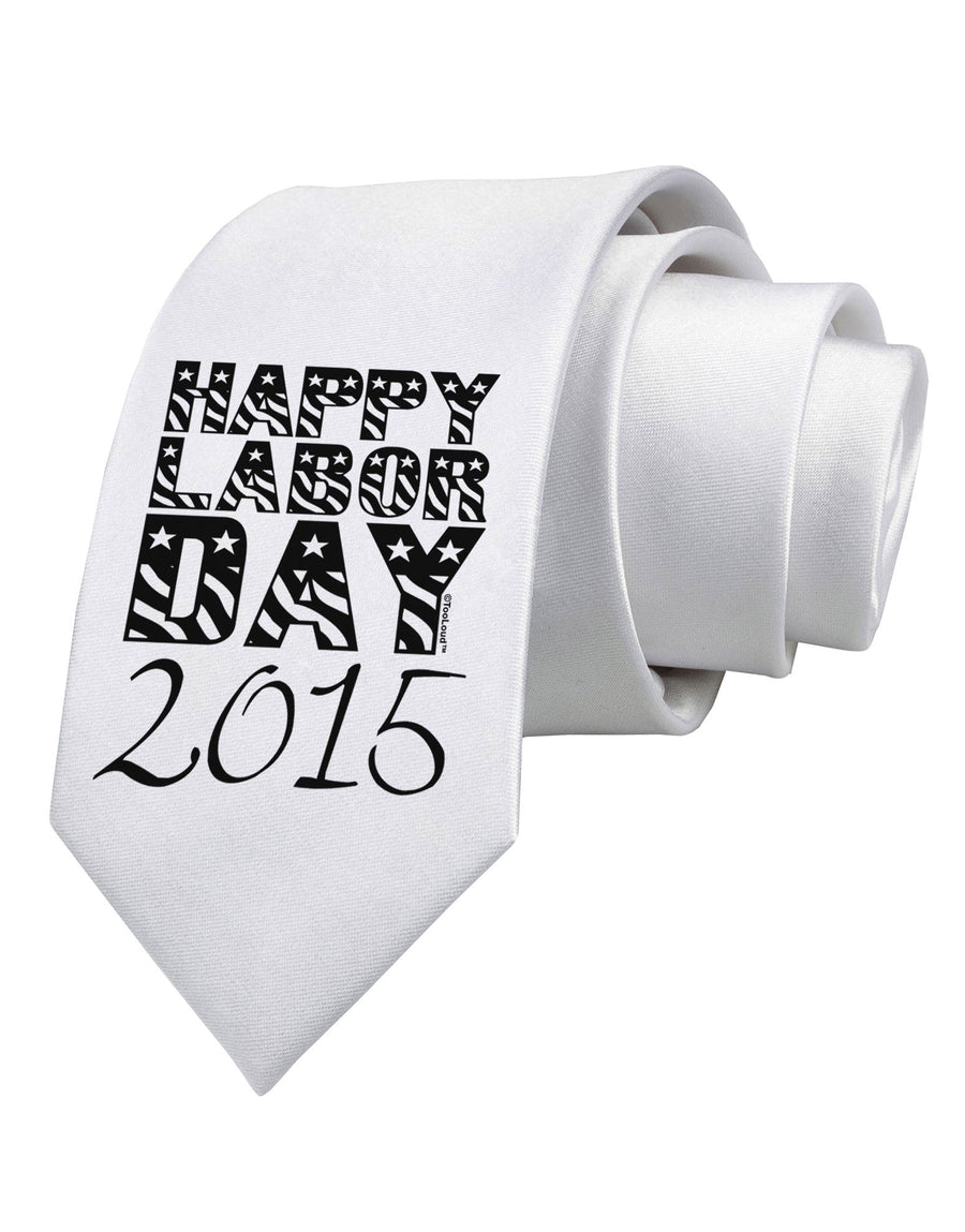 Happy Labor Day 2015 Printed White Necktie