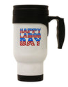 Happy Labor Day ColorText Stainless Steel 14oz Travel Mug-Travel Mugs-TooLoud-White-Davson Sales