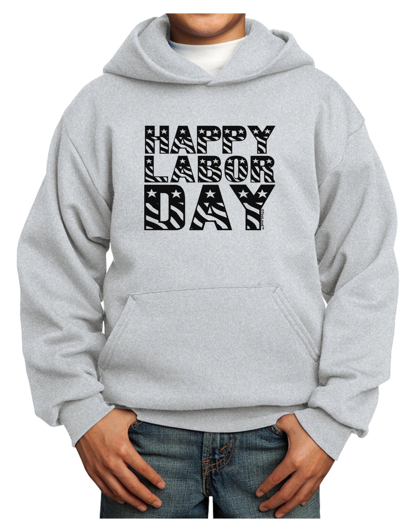 Happy Labor Day Text Youth Hoodie Pullover Sweatshirt-Youth Hoodie-TooLoud-Ash-XS-Davson Sales