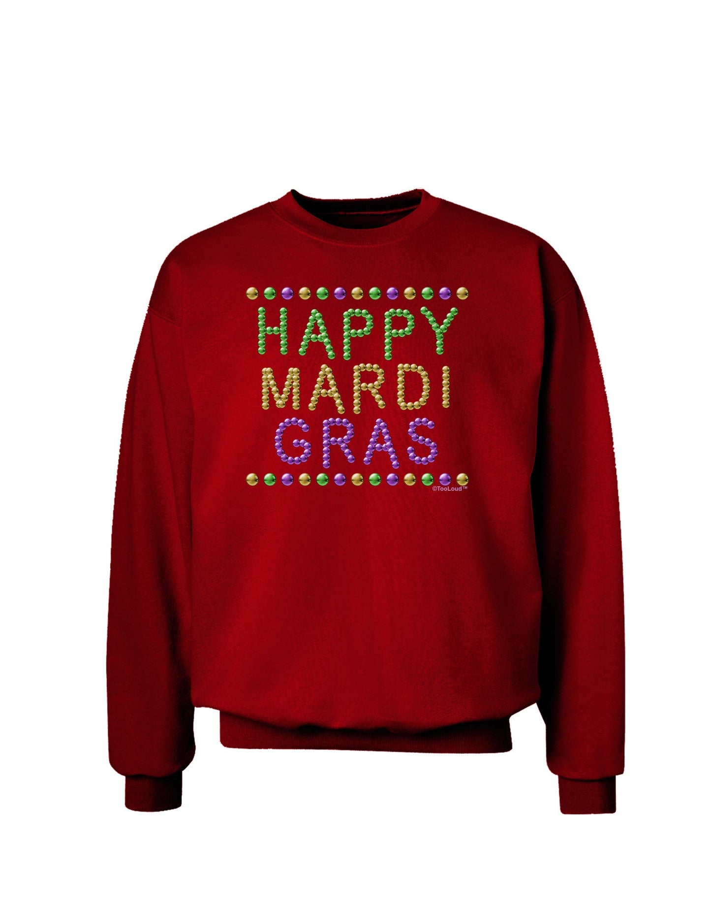 Happy Mardi Gras Beads Adult Dark Sweatshirt-Sweatshirts-TooLoud-Deep-Red-Small-Davson Sales