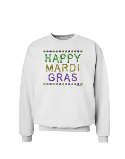 Happy Mardi Gras Beads Sweatshirt-Sweatshirts-TooLoud-White-Small-Davson Sales